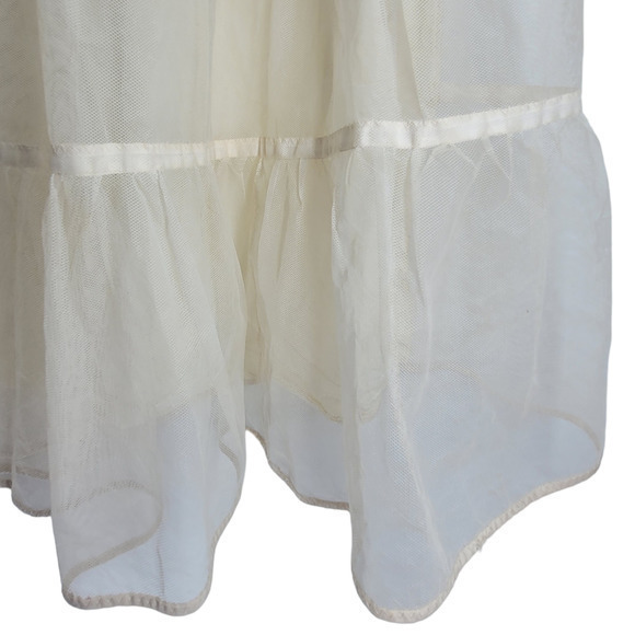Vintage Rockabilly Crinoline Elastic Waist Teared Maxi Skirt - Picture 5 of 8